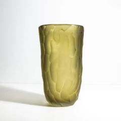 Hand Blown Murano Moon Vase in Olive Large - 3852122