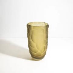 Hand Blown Murano Moon Vase in Olive Medium - 3851054