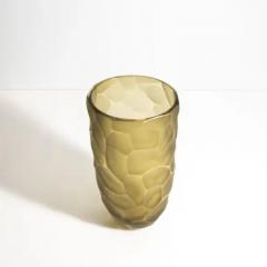 Hand Blown Murano Moon Vase in Olive Medium - 3851055
