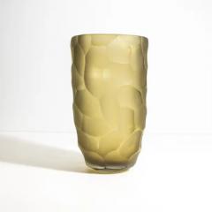 Hand Blown Murano Moon Vase in Olive Medium - 3851060