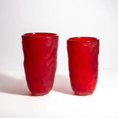 Hand Blown Murano Moon Vase in Ruby Red Medium - 3851908
