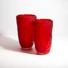 Hand Blown Murano Moon Vase in Ruby Red Medium - 3851911