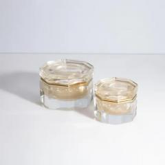 Hand Blown Murano Octagonal Glass Box L with 24 Karat Gold Flecks - 3854424