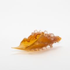 Hand Blown Murano Shell in Amber with 24 karat Gold Flecks - 4207629
