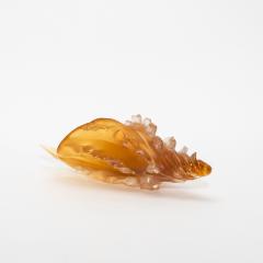 Hand Blown Murano Shell in Amber with 24 karat Gold Flecks - 4207630