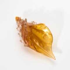 Hand Blown Murano Shell in Amber with 24 karat Gold Flecks - 4207631