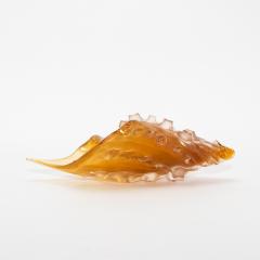 Hand Blown Murano Shell in Amber with 24 karat Gold Flecks - 4207658