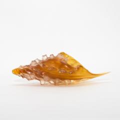 Hand Blown Murano Shell in Amber with 24 karat Gold Flecks - 4207659