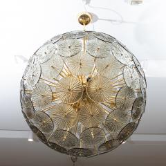 Hand Blown Murano Sputnik Chandelier in Grey with Polished Brass Fittings - 3884429