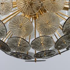 Hand Blown Murano Sputnik Chandelier in Grey with Polished Brass Fittings - 3884431