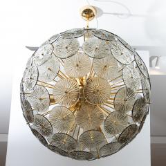 Hand Blown Murano Sputnik Chandelier in Grey with Polished Brass Fittings - 3884433