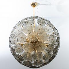 Hand Blown Murano Sputnik Chandelier in Grey with Polished Brass Fittings - 3884434