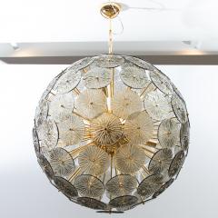 Hand Blown Murano Sputnik Chandelier in Grey with Polished Brass Fittings - 3884435