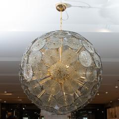 Hand Blown Murano Sputnik Chandelier in Grey with Polished Brass Fittings - 3884436