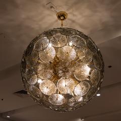 Hand Blown Murano Sputnik Chandelier in Grey with Polished Brass Fittings - 3884438