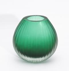 Hand Blown Murano Surpime Vase in Emerald Green Large - 4235049