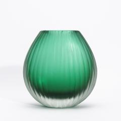 Hand Blown Murano Surpime Vase in Emerald Green Large - 4235050