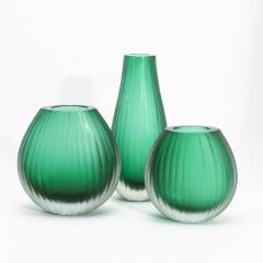 Hand Blown Murano Surpime Vase in Emerald Green Large - 4235063