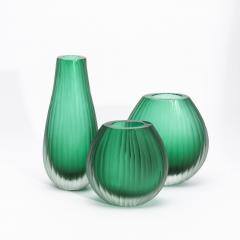 Hand Blown Murano Surpime Vase in Emerald Green Tall - 4235073