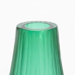 Hand Blown Murano Surpime Vase in Emerald Green Tall - 4235074