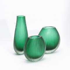Hand Blown Murano Surpime Vase in Emerald Green Tall - 4235093