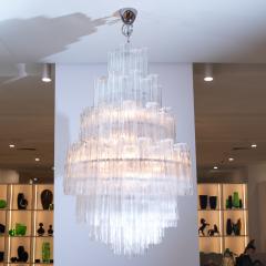 Hand Blown Murano Tubi Tronchi Chandelier in Clear with Polished Chrome Fittings - 3884263