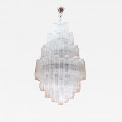 Hand Blown Murano Tubi Tronchi Chandelier in Clear with Polished Chrome Fittings - 3884991