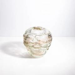 Hand Blown Murano Vase External Sbruffi in Clear with a Hint of Blush - 3853915