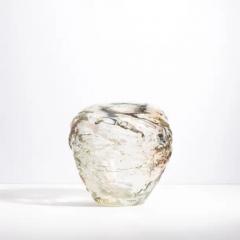 Hand Blown Murano Vase External Sbruffi in Clear with a Hint of Blush - 3853916