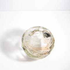 Hand Blown Murano Vase External Sbruffi in Clear with a Hint of Blush - 3853920
