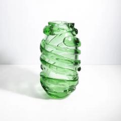 Hand Blown Murano Vase Gomitolo in Tourmaline Green Tall - 3853889