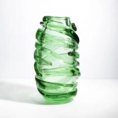 Hand Blown Murano Vase Gomitolo in Tourmaline Green Tall - 3853896