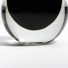 Hand Blown Murano Vase Sphere in Clear with Onyx Black Small - 3853972