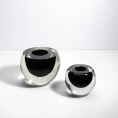 Hand Blown Murano Vase Sphere in Clear with Onyx Black Small - 3853975