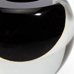 Hand Blown Murano Vase Sphere in Clear with Onyx Black Small - 3854023