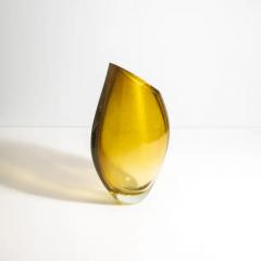 Hand Blown Murano Vase in Amber with 24 Karat Gold Flecks Medium - 3852549