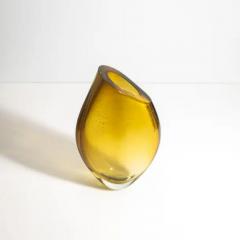 Hand Blown Murano Vase in Amber with 24 Karat Gold Flecks Medium - 3852554