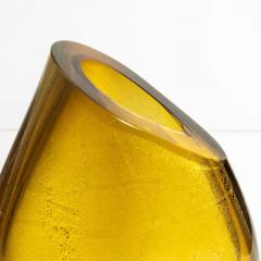 Hand Blown Murano Vase in Amber with 24 Karat Gold Flecks Medium - 3852581