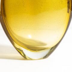 Hand Blown Murano Vase in Amber with 24 Karat Gold Flecks Medium - 3852588