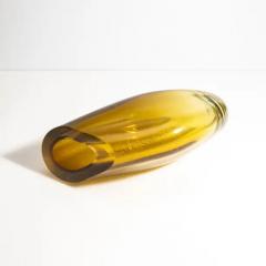 Hand Blown Murano Vase in Amber with 24 Karat Gold Flecks Medium - 3852590