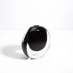 Hand Blown Murano Vase in Black Onyx with Bubbles - 3853731