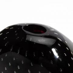 Hand Blown Murano Vase in Black Onyx with Bubbles - 3853796