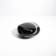 Hand Blown Murano Vase in Black Onyx with Bubbles - 3853799