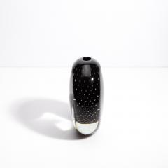 Hand Blown Murano Vase in Black Onyx with Bubbles - 4236934