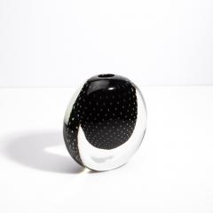Hand Blown Murano Vase in Black Onyx with Bubbles - 4236935