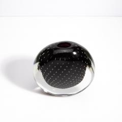 Hand Blown Murano Vase in Black Onyx with Bubbles - 4236939
