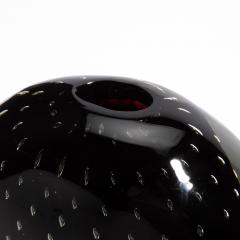Hand Blown Murano Vase in Black Onyx with Bubbles - 4236959