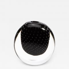 Hand Blown Murano Vase in Black Onyx with Bubbles - 4249136