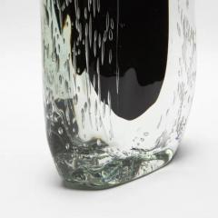 Hand Blown Murano Vase in Clear and Onyx Black with Bubbles - 3848431