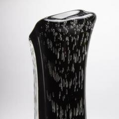 Hand Blown Murano Vase in Clear and Onyx Black with Bubbles - 3848433